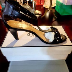 VIA SPIGA BLACK LEATHER STRAPPY SANDAL SIZE 7.5
